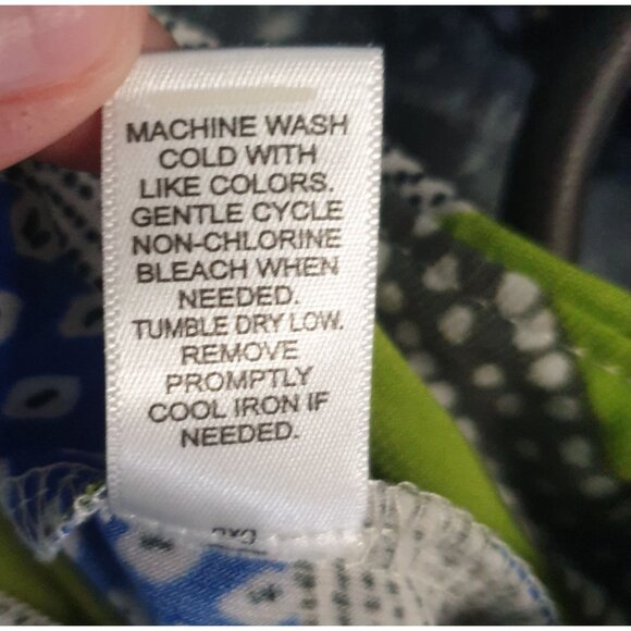 Cato Woman Palazzo Pants 18/20W Green Blue Printed Flowing Stretch Comfy Cottage - Picture 6 of 7